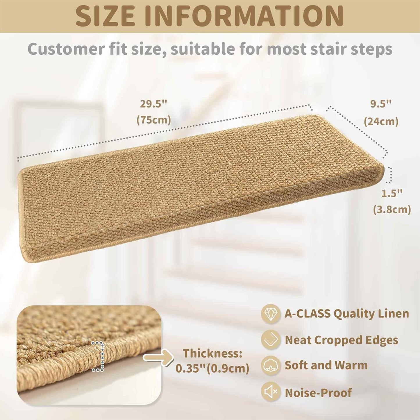 Self Adhesive Imitation Sisal Indoor Stair Runner Rugs Cover Mat