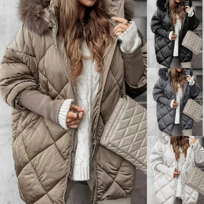 ✨Women’s Fashion Mid-length Parka 🧥 – Autumn And Winter Knit Sleeve Patchwork, Flattering Fit for Cold Days