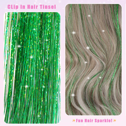 The AuraSparkle Tinsel Extensions - Clip-In Rainbow Sparkle for Instant Glamour + 50% OFF