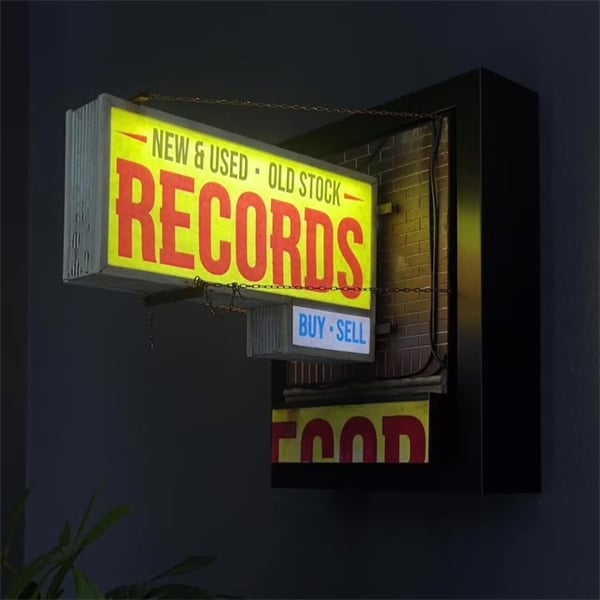 Record Store Retro Wall Light - Record Collector Gift
