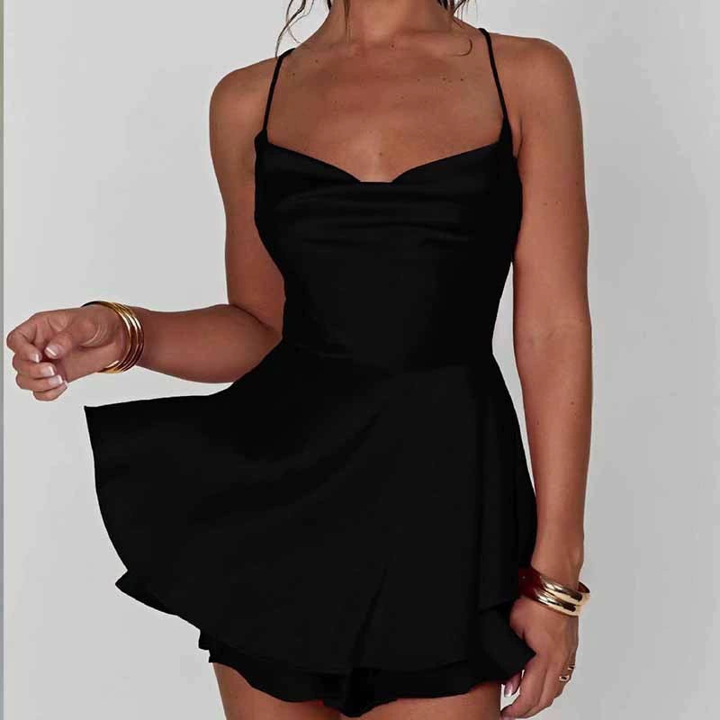 Spaghetti Straps Satin Homecoming Dress
