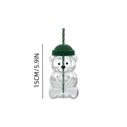 Bear Glass Cup with Straw Bearista 20oz Clear Bear Glass Sippy Cup PREORDER