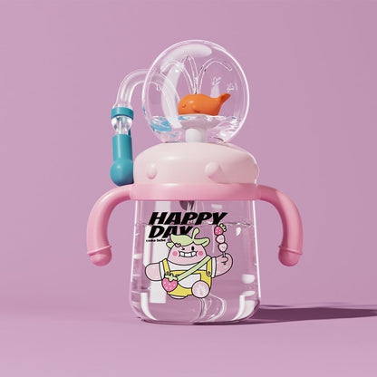 Drinking Cup With Whale Squirt, Weighted Sippy Cups With Adjustable Straps