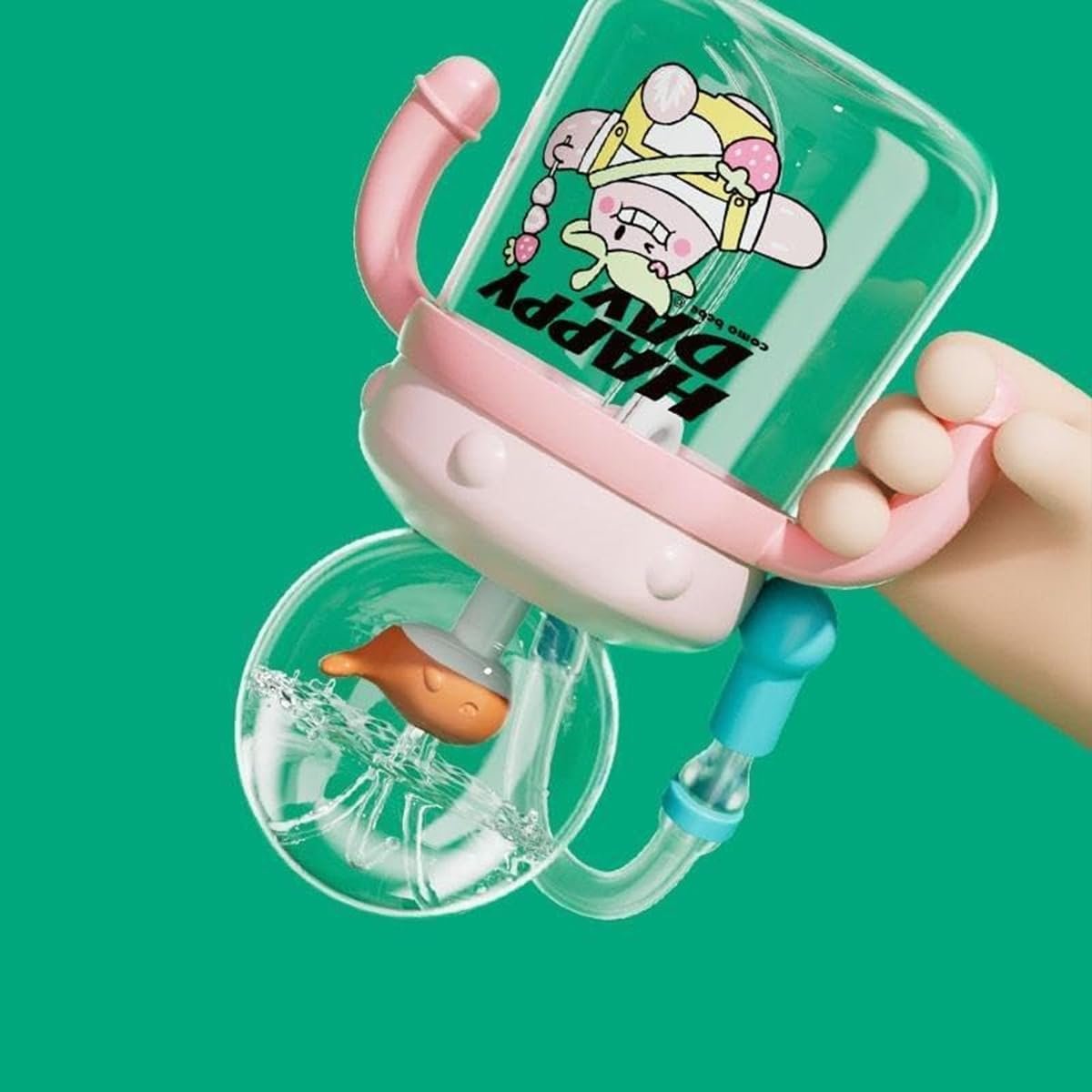 Drinking Cup With Whale Squirt, Weighted Sippy Cups With Adjustable Straps