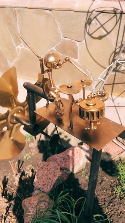 🥁 Handmade Metal Drummer Windmill