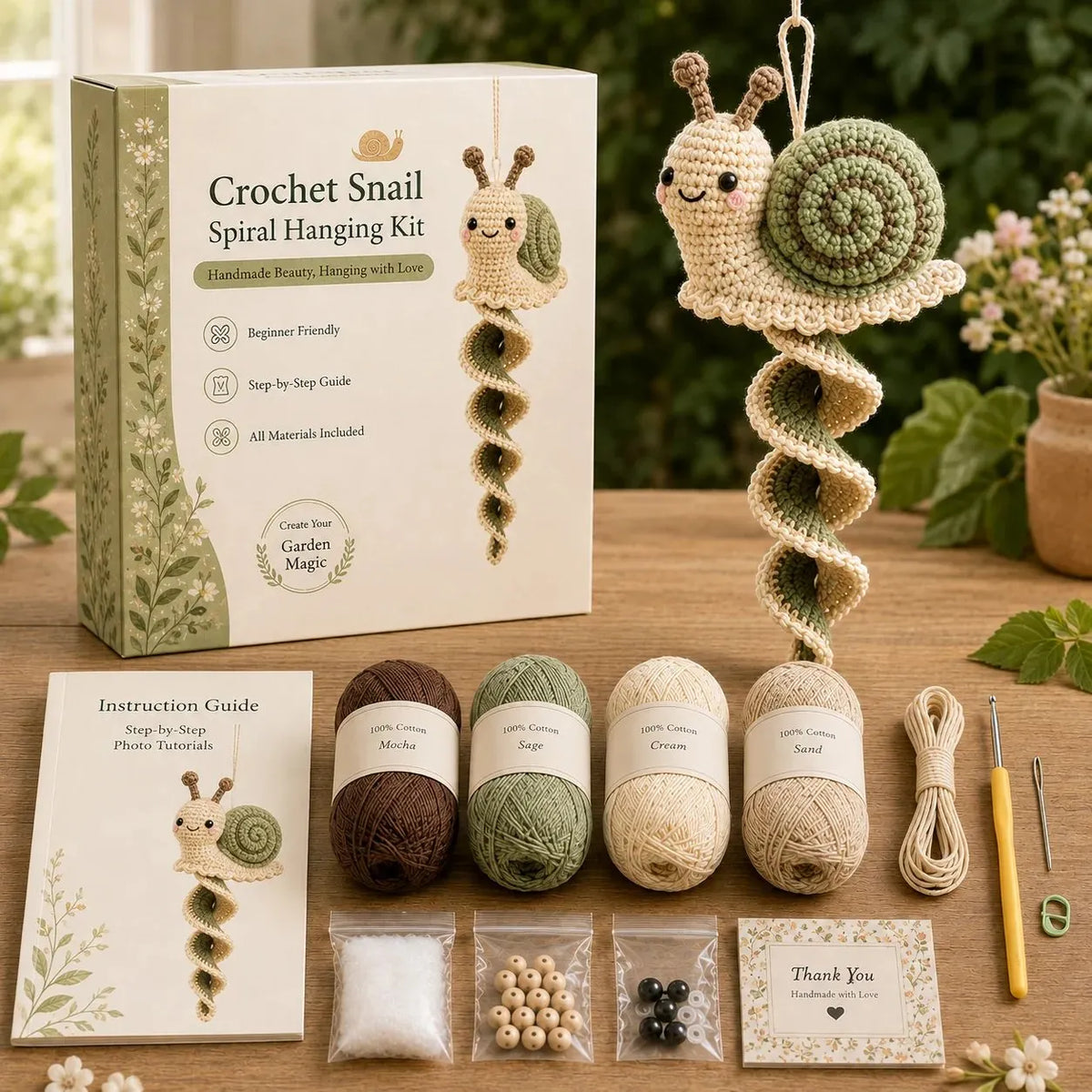 Beginner Crochet Spiral Hanging Garden Animal Decor DIY Kit