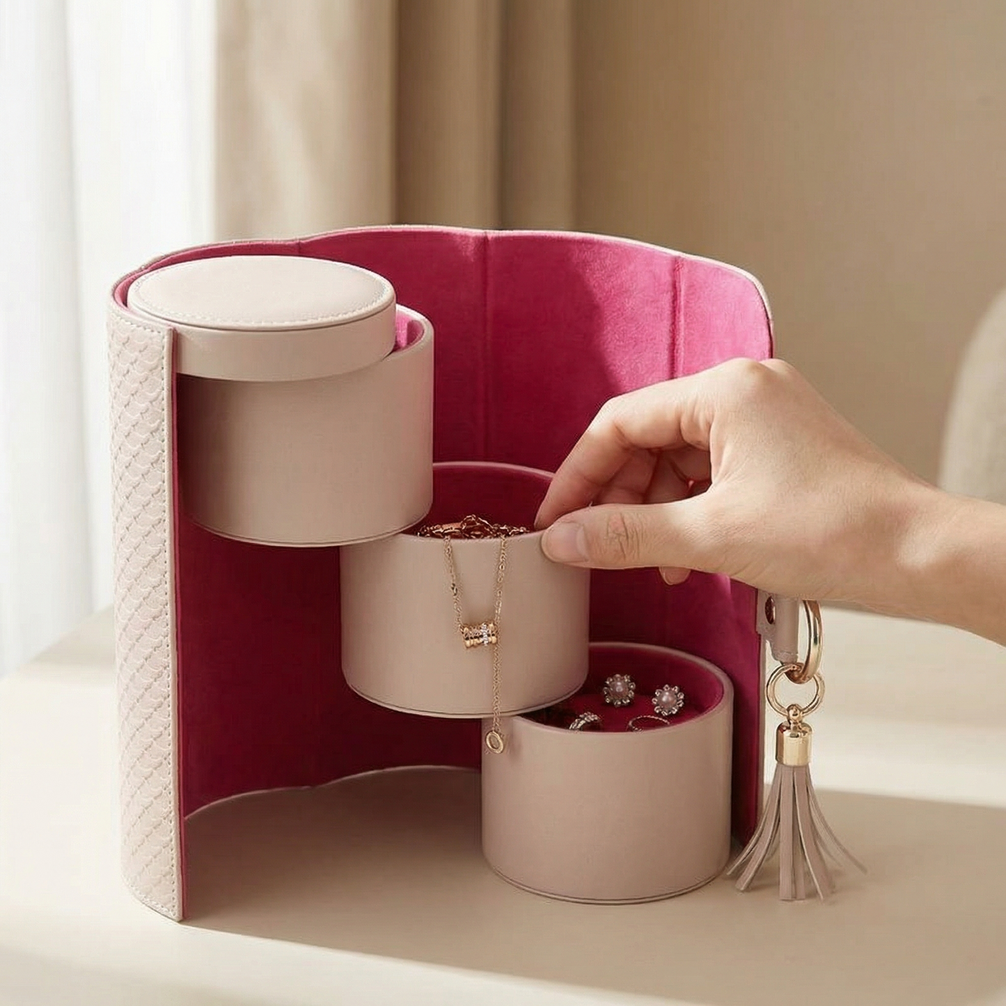 Velora™ – 3 Tier Travel Jewelry Roll