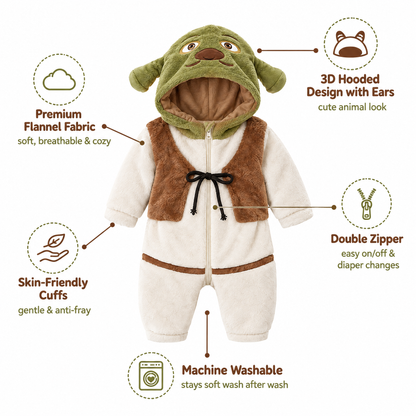 Baby Cozy Shrek Plush Hooded Romper Onesie