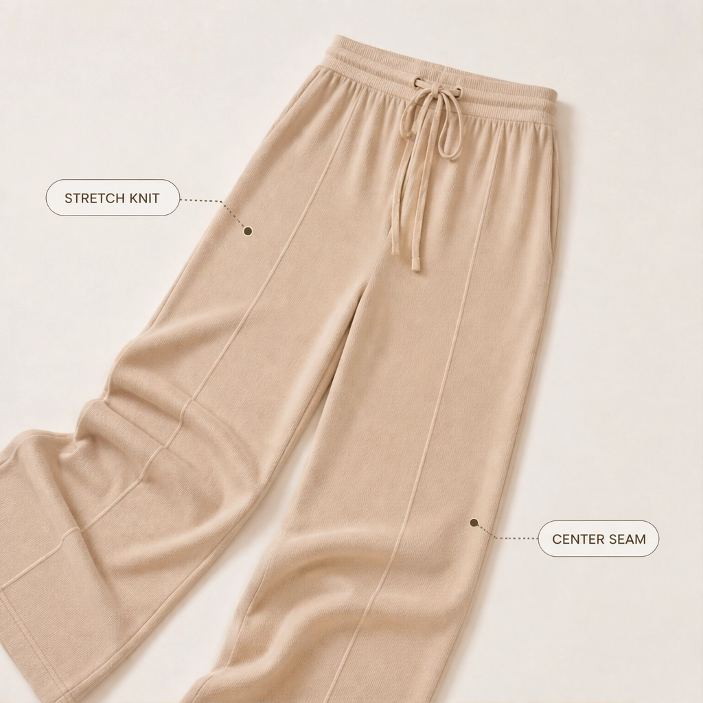 Maviglow™ – Ribbed Knit Sleeveless Crop Top & Wide-Leg Pants 2-Piece Set 