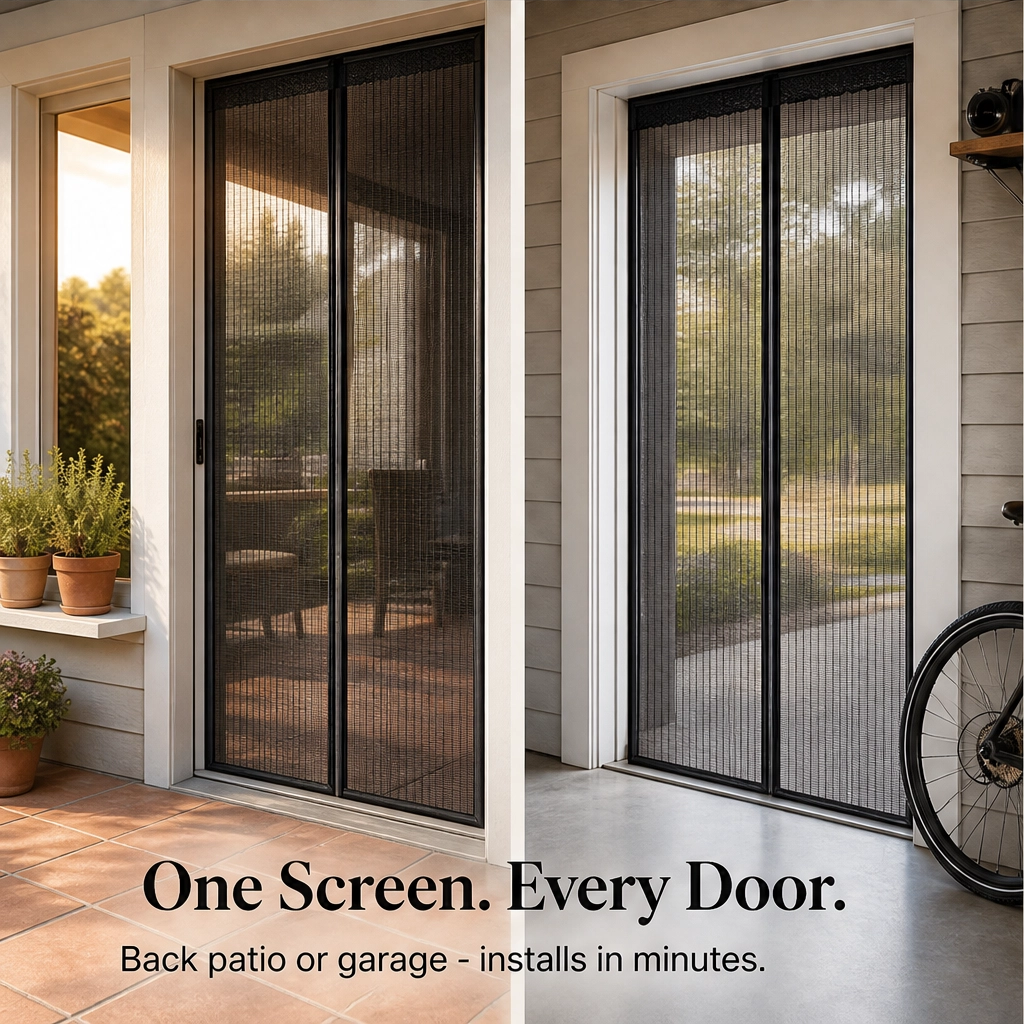Maviglow™ – Hands-Free Magnetic Screen Door with Heavy-Duty Mesh & Auto-Close Magnets 