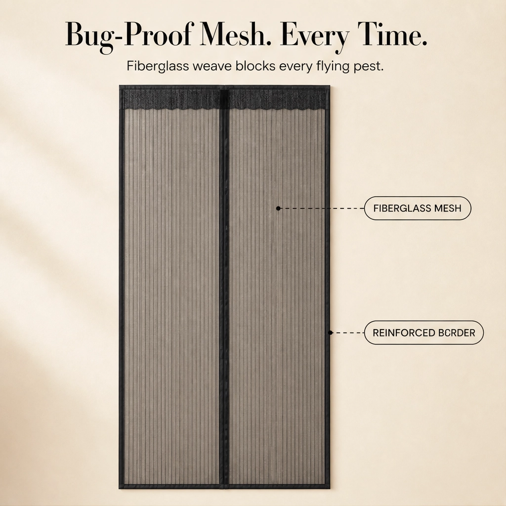 Maviglow™ – Hands-Free Magnetic Screen Door with Heavy-Duty Mesh & Auto-Close Magnets 
