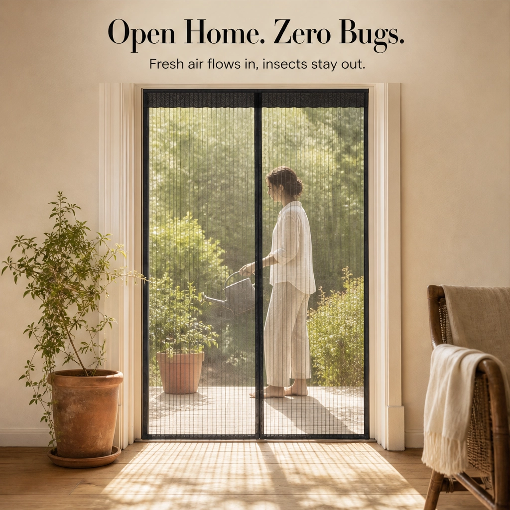 Maviglow™ – Hands-Free Magnetic Screen Door with Heavy-Duty Mesh & Auto-Close Magnets 