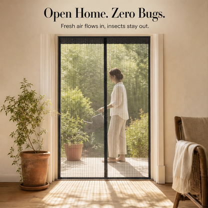 Maviglow™ – Hands-Free Magnetic Screen Door with Heavy-Duty Mesh & Auto-Close Magnets 