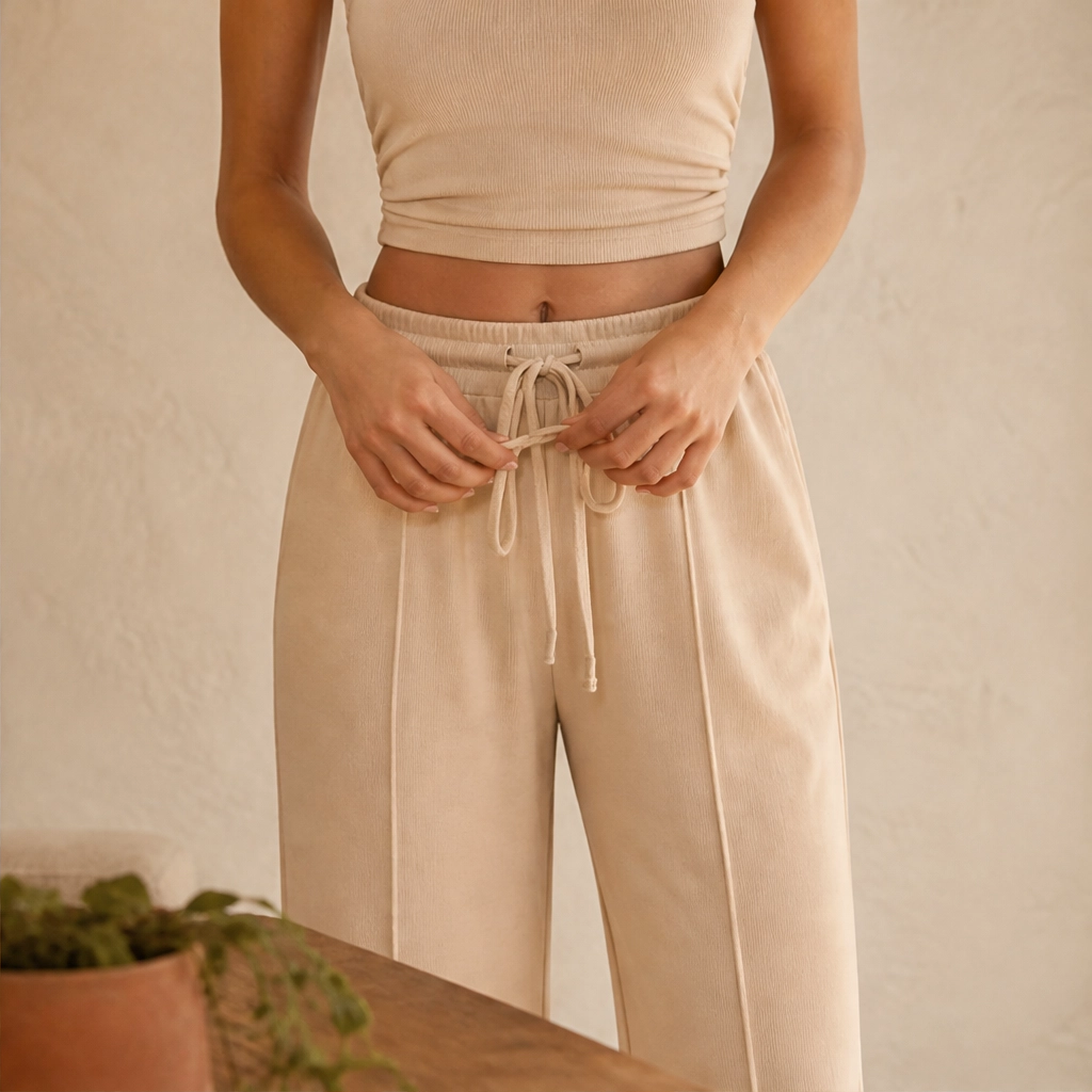 Maviglow™ – Ribbed Knit Sleeveless Crop Top & Wide-Leg Pants 2-Piece Set 