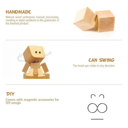 HappyTimber – Wooden Sway Figure with 12 Magnetic Emotions