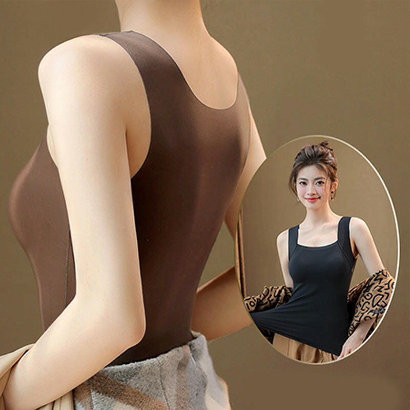 Women’s U-Neck Thermal Tank with Built-In Bra 