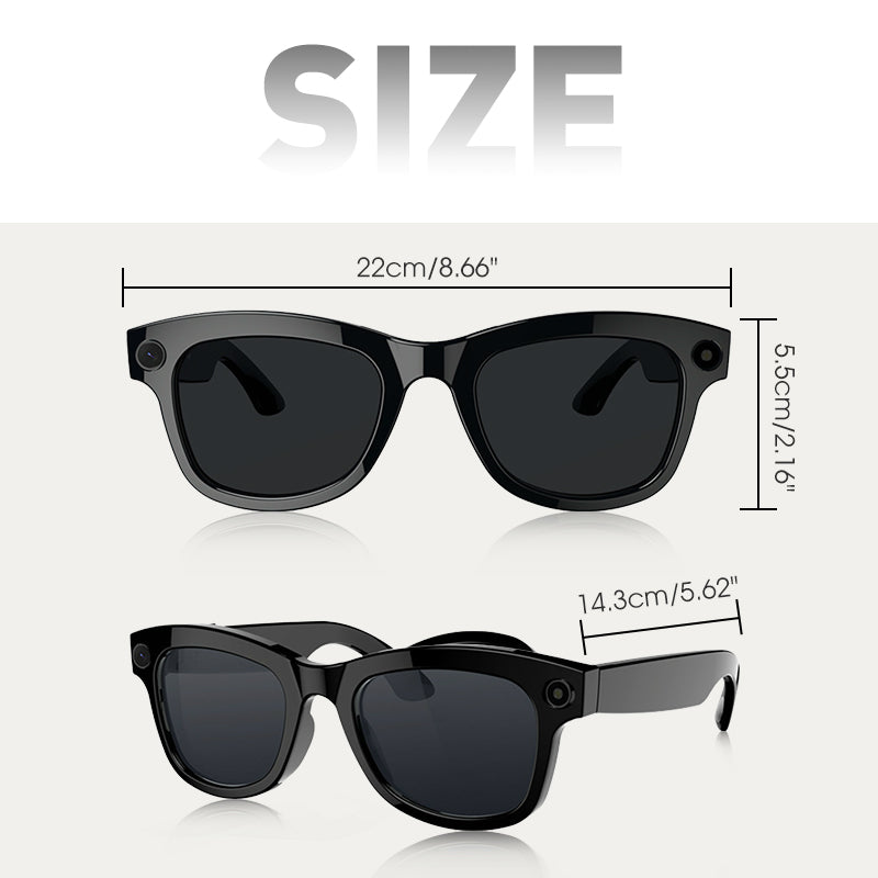 AI smart glasses with ChatGPT, 8 MP camera and HD 1200P 4K video recording, real-time translation in over 160 languages, Bluetooth 5.4, HiFi audio and music control, smart sunglasses with video recording for on the go