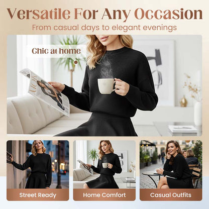 💖Women's Mock Neck Knit A-Line Mini Dress
