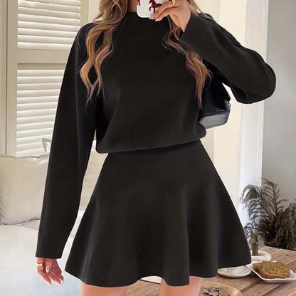 💖Women's Mock Neck Knit A-Line Mini Dress