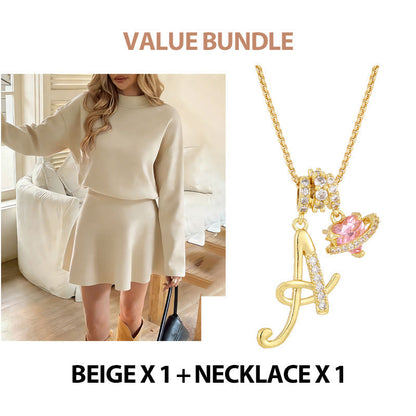 💖Women's Mock Neck Knit A-Line Mini Dress