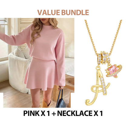 💖Women's Mock Neck Knit A-Line Mini Dress