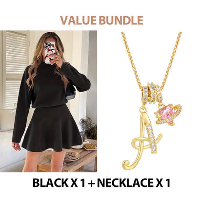 💖Women's Mock Neck Knit A-Line Mini Dress