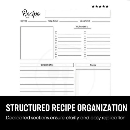 🏆 Last Day Special Price £9.79 !104 Sheets Notebook for Recipes