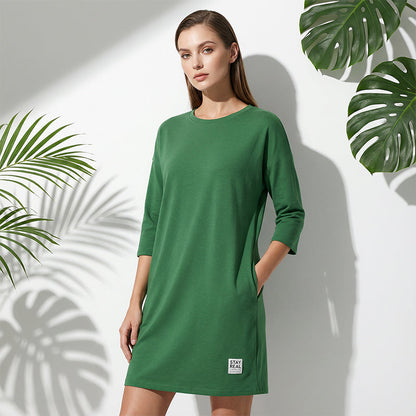 ✨🔥Women's Crew Neck Casual Loose T-Shirt Dress💕