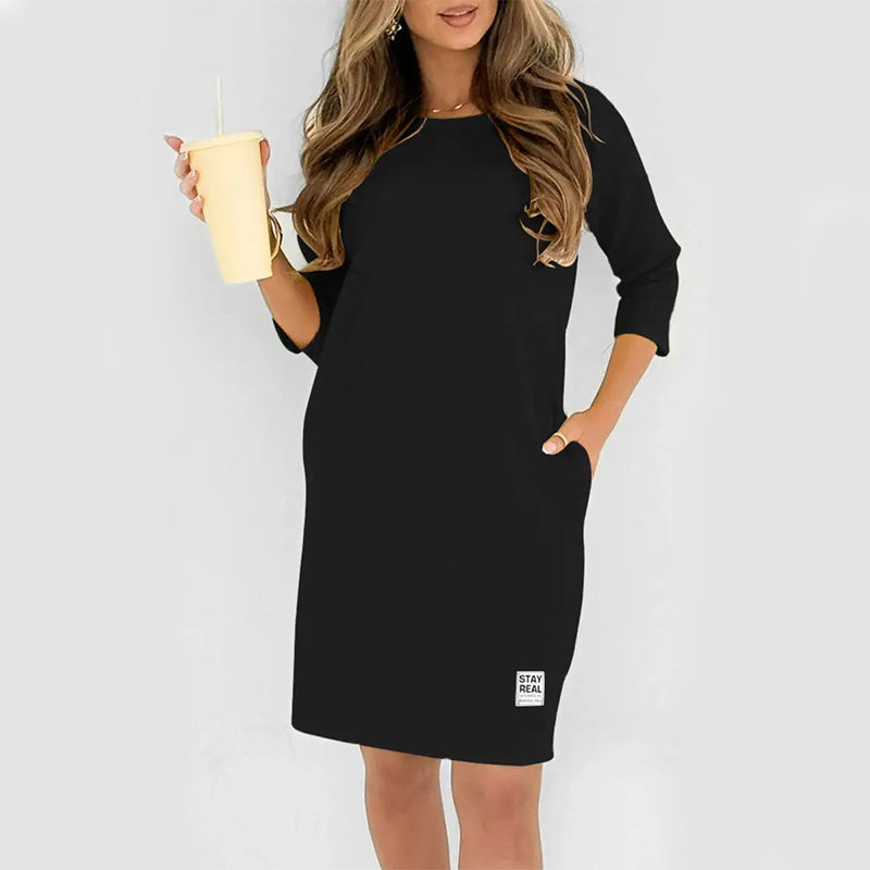 ✨🔥Women's Crew Neck Casual Loose T-Shirt Dress💕