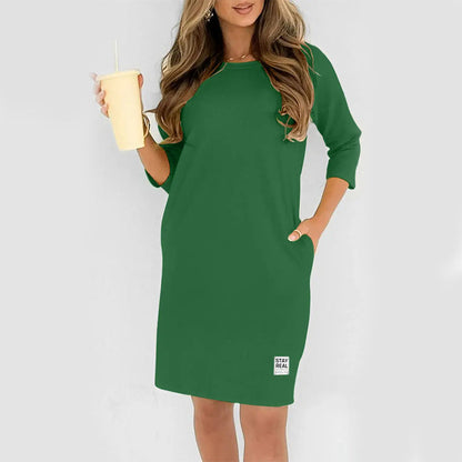 ✨🔥Women's Crew Neck Casual Loose T-Shirt Dress💕