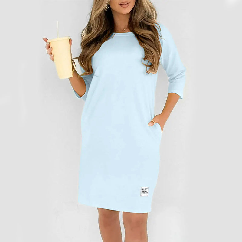 ✨🔥Women's Crew Neck Casual Loose T-Shirt Dress💕