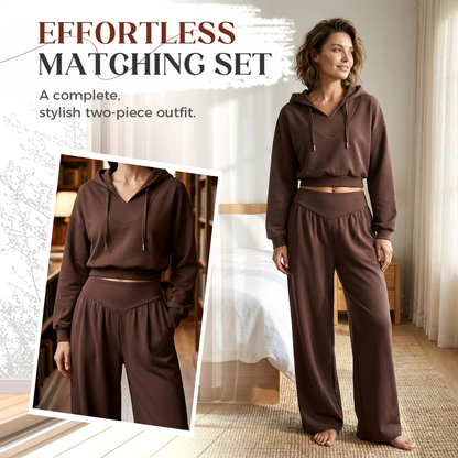 Women's Crop Hoodie & Wide-Leg Pants Set
