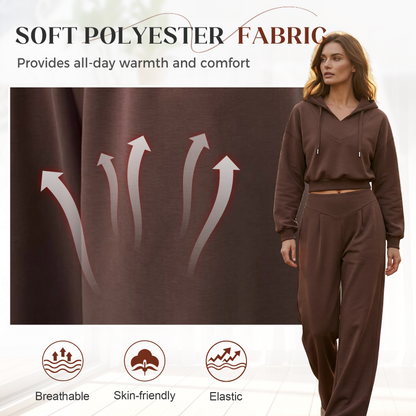 Women's Crop Hoodie & Wide-Leg Pants Set