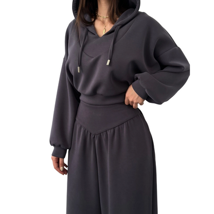Women's Crop Hoodie & Wide-Leg Pants Set