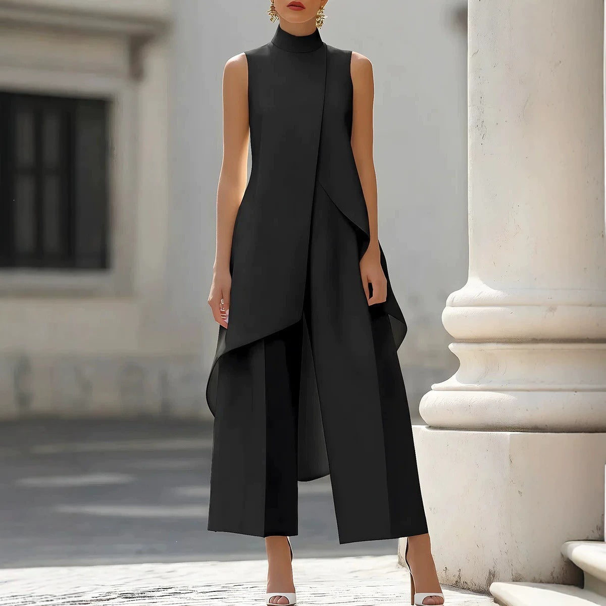 ✨ Asymmetric Drape, Elegant Wide-Leg Style | Women's 2-Piece Set ⚡ Free Shipping