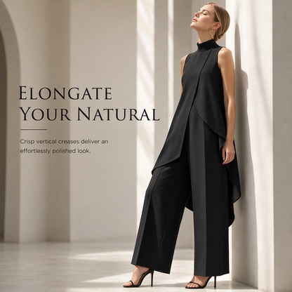✨ Asymmetric Drape, Elegant Wide-Leg Style | Women's 2-Piece Set ⚡ Free Shipping