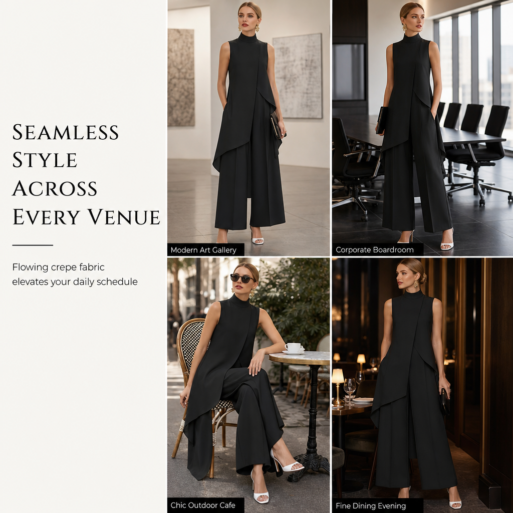 ✨ Asymmetric Drape, Elegant Wide-Leg Style | Women's 2-Piece Set ⚡ Free Shipping