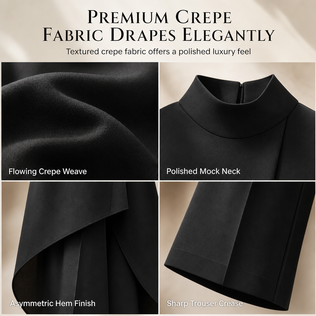 ✨ Asymmetric Drape, Elegant Wide-Leg Style | Women's 2-Piece Set ⚡ Free Shipping