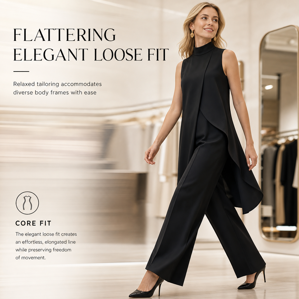 ✨ Asymmetric Drape, Elegant Wide-Leg Style | Women's 2-Piece Set ⚡ Free Shipping