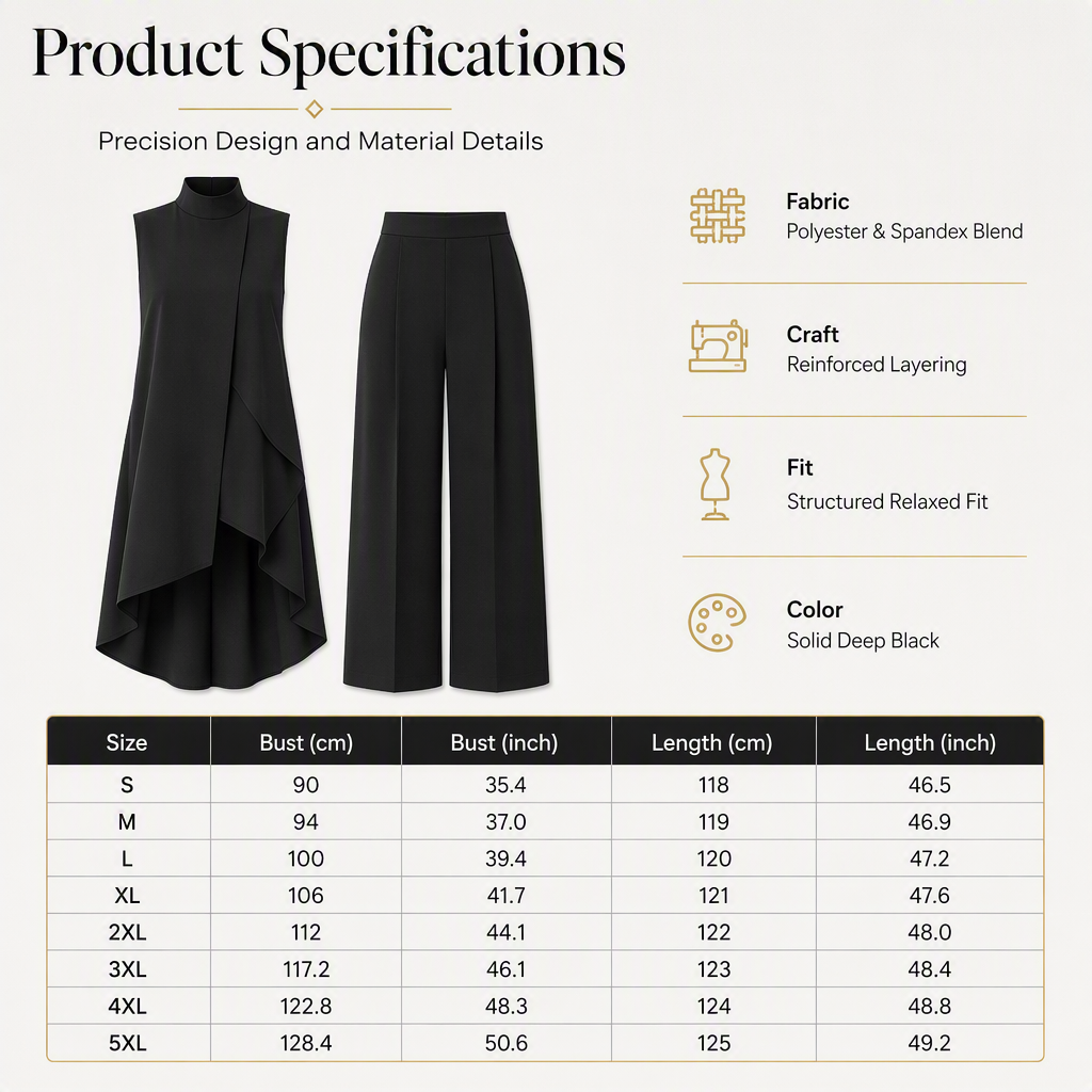 ✨ Asymmetric Drape, Elegant Wide-Leg Style | Women's 2-Piece Set ⚡ Free Shipping