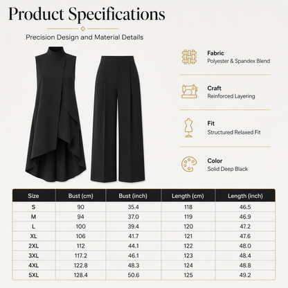✨ Asymmetric Drape, Elegant Wide-Leg Style | Women's 2-Piece Set ⚡ Free Shipping